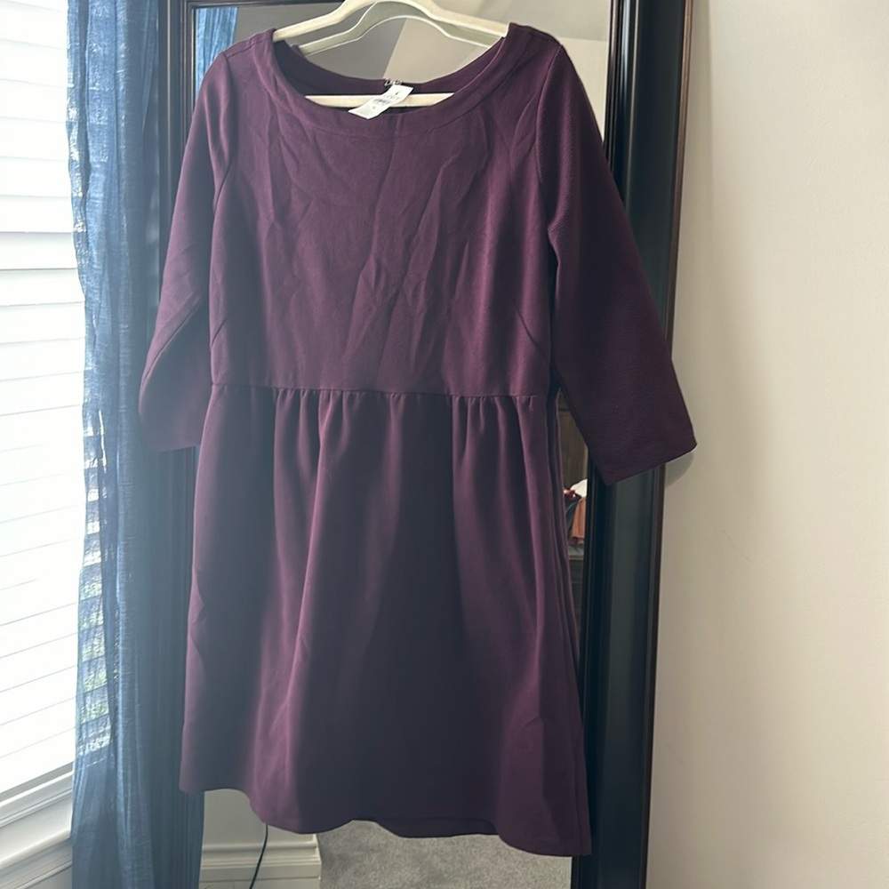 Ann Taylor Loft maroon wine red dress knee length mini 14 XL